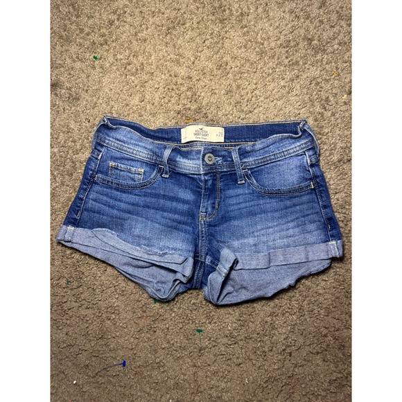 Hollister Short-Short Women 26 Blue Excellent Low Rise Cuffed Denim Jean Shorts - Picture 2 of 4